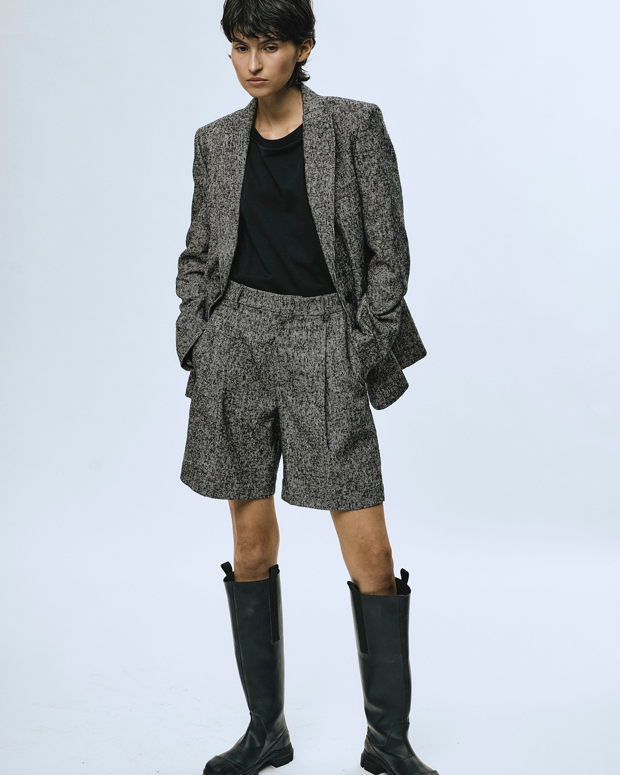 Blazer in meliertem Streifen